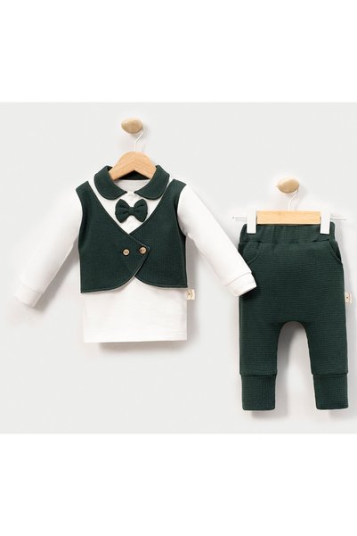 genybaby Baby Boy Classic 3-Piece Set with Vest, Bow Tie and Trousers, Stylish Combination 3-12 Months