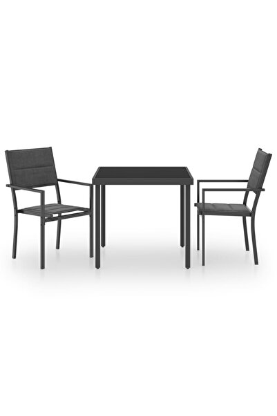 vidaxl Set mobilier de exterior, 3 piese, oțel