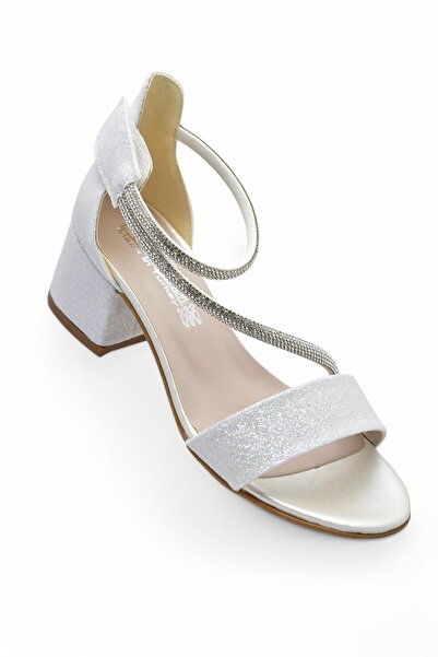 GÜLERSHOES Kız Çocuk Topuklu Önü Açık Abiye Sandalet Davet Düğün Mezuniyet Ay...