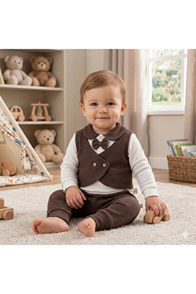 genybaby Baby Boy Classic 3-Piece Set with Vest, Bow Tie and Trousers, Stylis...