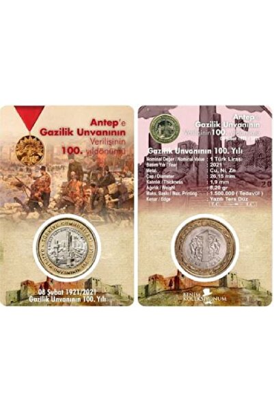 Maya 2021 Yılı Gaziantep'E Gazilik Unvanının 100.Yılı Tedavül Parası " UNC " ÇİL