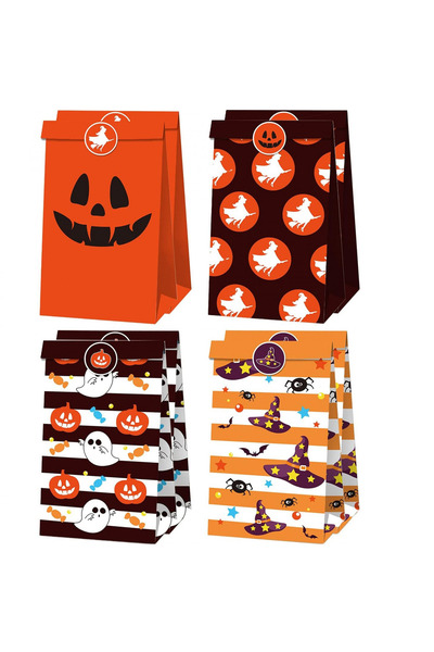 OEM Set of 8 Halloween themed gift bags, 20 x 7.8 x 12 cm, paper, multicolor