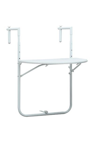 vidaxl Masă balcon suspendată alb 60x64x83,5 cm plastic aspect ratan