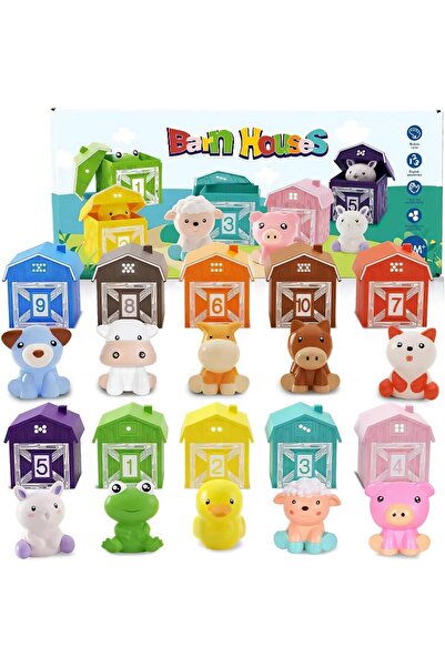 Montessori Set educativ „Ferma cu jocul Cucu” – Căsuțe pentru animale, Învăța...