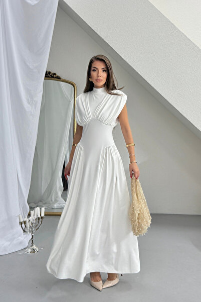 Sorridi فستان طويل أنيق بتفاصيل كورسيه وتفاصيل درابيه