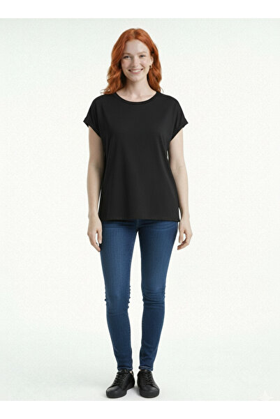 Neden Tekstil Μαύρο γυναικείο μπλουζάκι με βασική άνετη εφαρμογή
