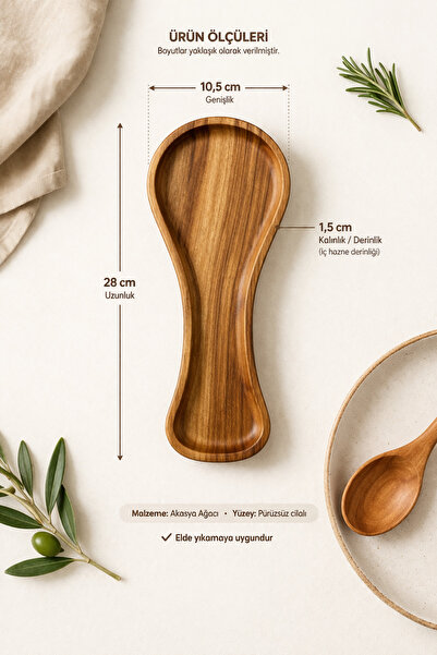 MİS KİTCHEN Acacia Wood Spoon Holder for Stove Side, Dirty Spoon Holder, Kitc...