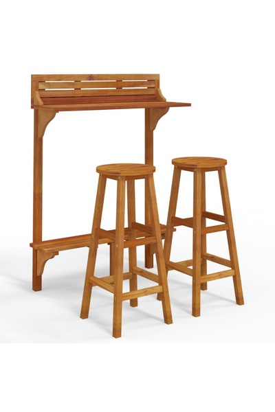 vidaxl Set mobilier de bar de balcon, 3 piese, lemn masiv de acacia