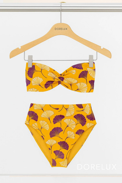 Pierre Cardin Women's Patterned Padded Strapless High Waist Bikini Set