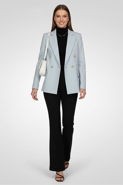 Stella McCartney بليزر نسائي عادي بقصّة عادية، أزرق سماوي