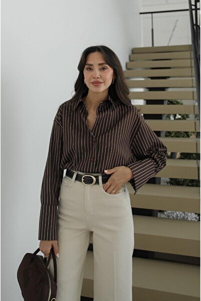 ALVOR Back Pleated Striped Oversized Shirt