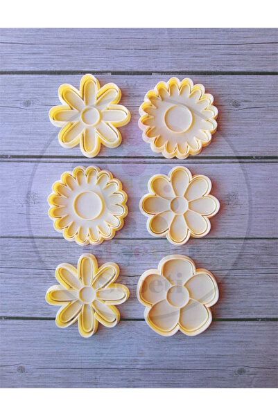 Bi'şeyler Sepeti Daisy Themed Cookie Mold Cookie Cutter - 6 Figures 12 Pieces