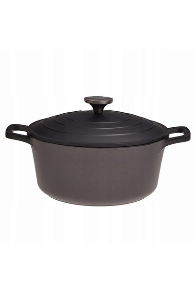 Kamille Aluminum Marble-Coated Pot with Lid, 4.5 L (24 x 11 cm), Black