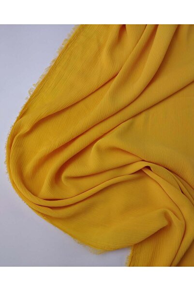 Kumaş Parça Жовта шифонова тканина з гофрованим принтом 145x220 см