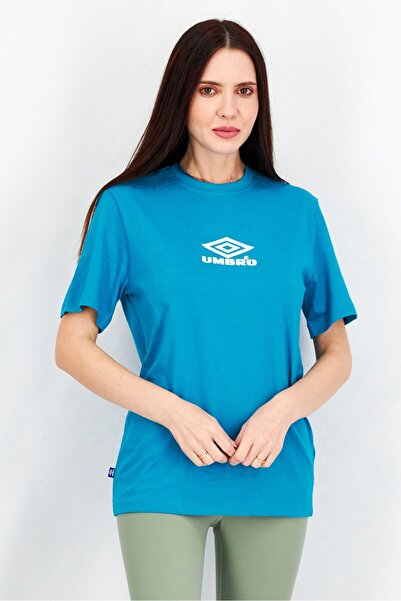 UMBRO Women Sportswear Fit Embroidered Logo T-Shirt, Sky Blue