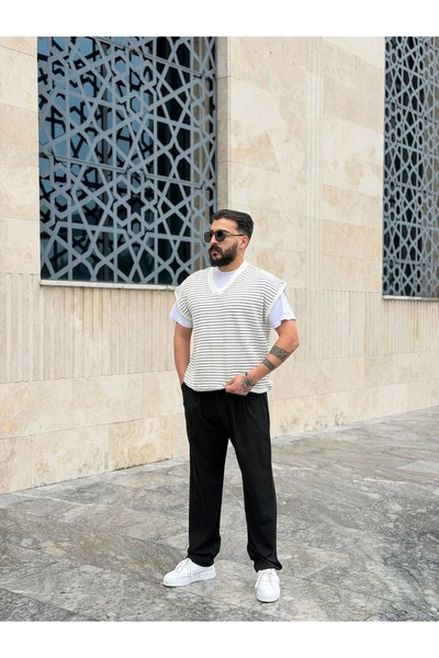 PEERLESS STORE Oversize Çizgili Süveter