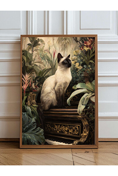 Tuba Decor Εκτύπωση ευγενούς σιαμαίας γάτας με ξύλινο πλαίσιο ενός τεμαχίου