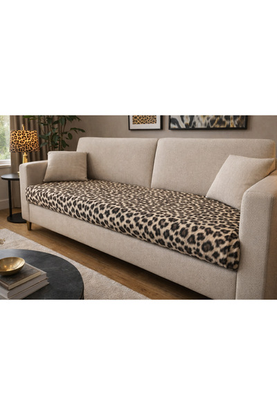 MER HOME Чохол для дивана з леопардовим візерунком з норки для 3-місного дива...