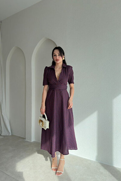 Sorridi Plaid Midi Belted Dress