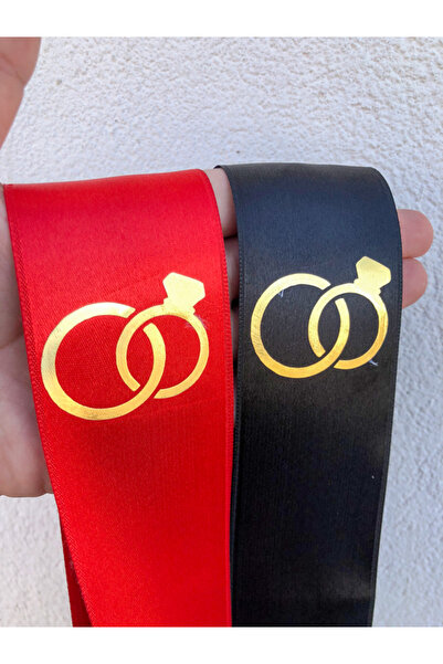 hemdemhediyelik Gold Color Ring Symbol Printed Jewelry Ribbon Set (Nameless f...