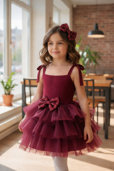 Milon Moda فيونكة مطرزة بالترتر، وأشرطة من الحبال، وفستان من التول الخيالي وإ...