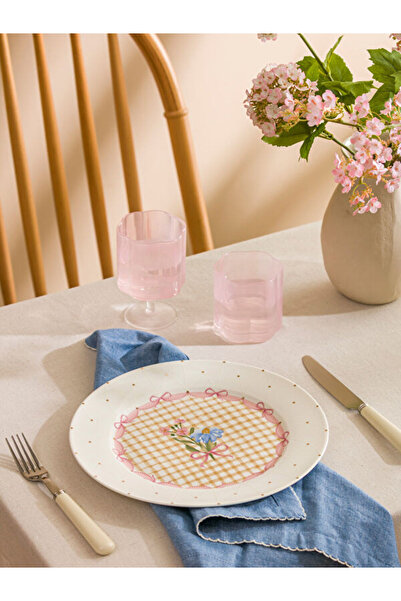 LC Waikiki Rmz Gi̇yi̇m Farkiyla Flower Printed Porcelain Serving Plate 26 cm