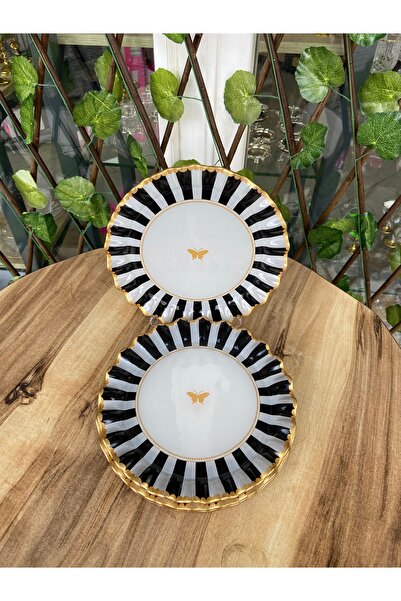 GÜRCÜGLASS Black and white butterfly dessert plate 17 cm