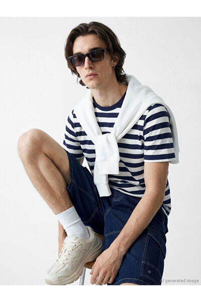 LC Waikiki Zero Roba Collar Striped Men's T-Shirt from Uzg Store for Style En...