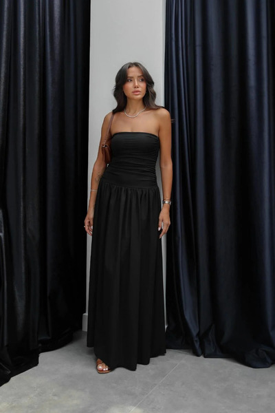 Sorridi Draped Strapless Long Dress