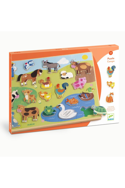 djeco Puzzle din lemn Ferma,