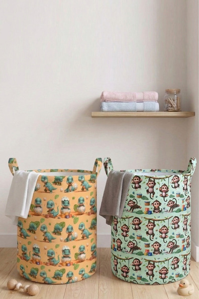 Paris Home 2 Patterned Children's Toy Baskets – Foldable Toy Storage Basket O...