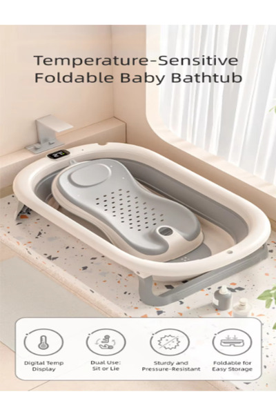 Teknova Cadă pliabilă bebe cu termometru digital, suport ergonomic și bază an...