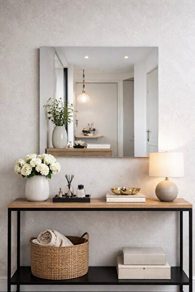 Ahzen Cam Modern Çerçevesiz Kare Ayna - Banyo Antre Ve Dresuar Aynası