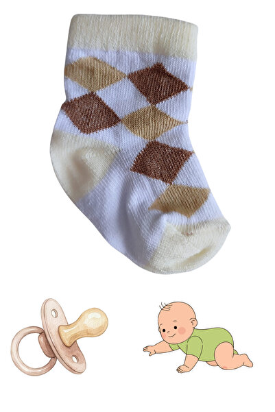 DİLRUBA AVM Patterned Unisex Baby Combed Cotton Booties Socks 3 Pack