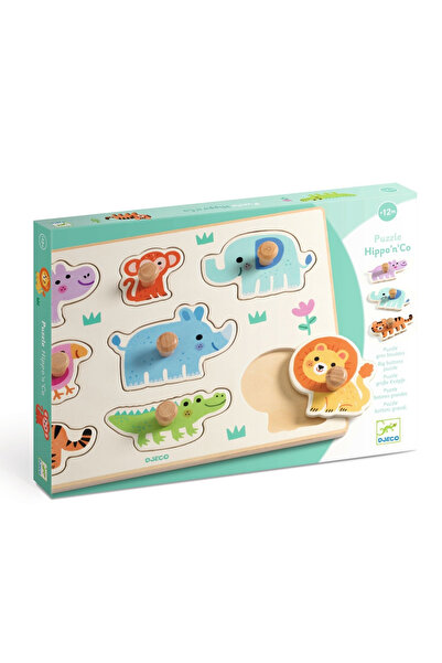djeco Puzzle din lemn cu animale salbatice,