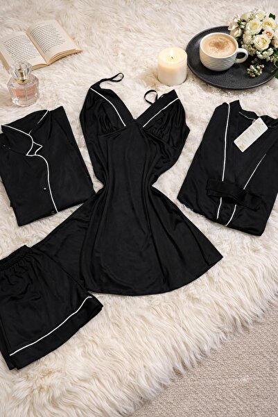 LUNA CH Siyah Cozy Premium Penye 4’lü Set