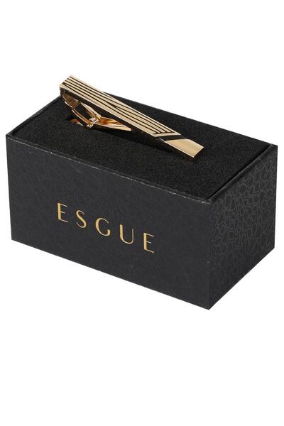 Esgue Gold Siyah Renk Dalga Desenli Şık Kravat Klipsi – KM:5261