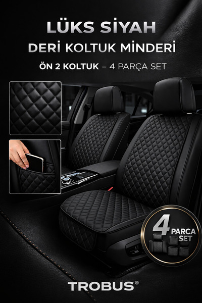 TROBUS Artificial Leather Car Seat Cushion, Wipeable, Stain-Resistant, Quilte...