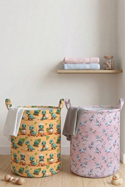 Paris Home 2 Patterned Children's Toy Baskets – Foldable Toy Storage Basket O...