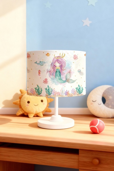 EVPANYA Mermaid and Her Friends Patterned Children's Room Lampshade