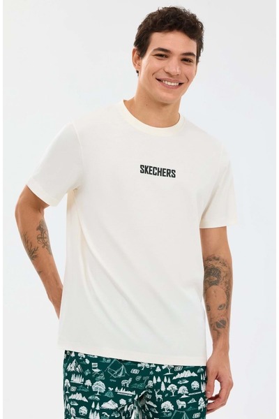 SKECHERS S2610115 M Tricou Regular pentru bărbați ALB
