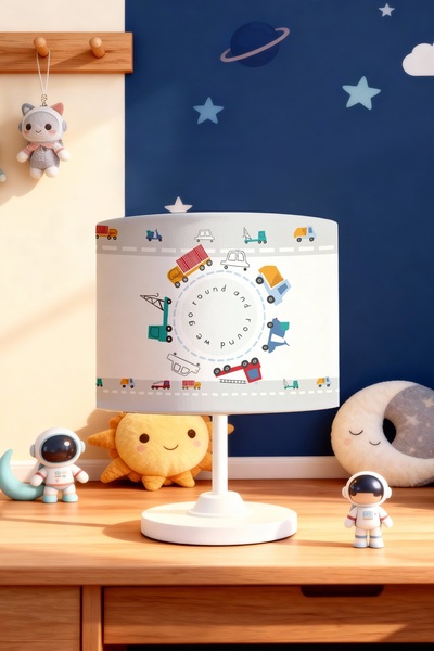 EVPANYA Cheerful Vehicles Crossing Patterned Children's Room Lampshade