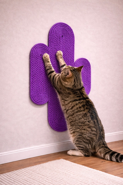Naspar 100% Organic Purple Thread Sewn Cat Scratching Mat, Natural, Non-Disas...