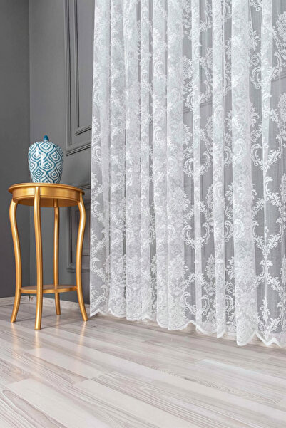 Vooralles Eerliefdevol 1/3 Sık Pile 14053 Damask Dantel Desen KDK Örme Düz Tü...
