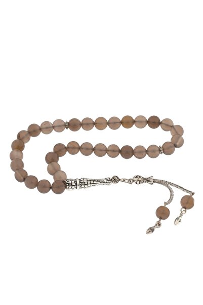 Inure Jewelry ​ سبحة من حجر العقيق المائي مع شرابات معدنية من الحجر الطبيعي