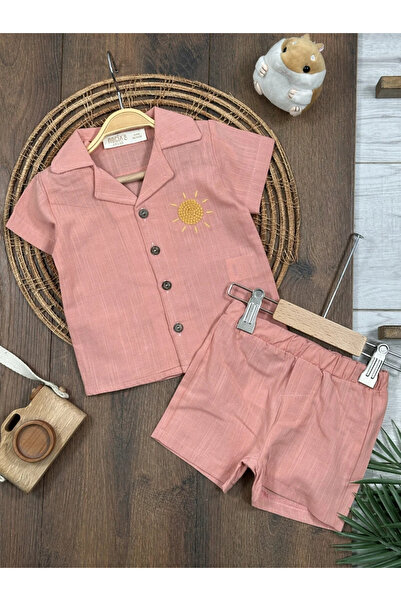 Bolly Baby Linen Sun Embroidered Front Buttoned Summer Baby Boy Suit