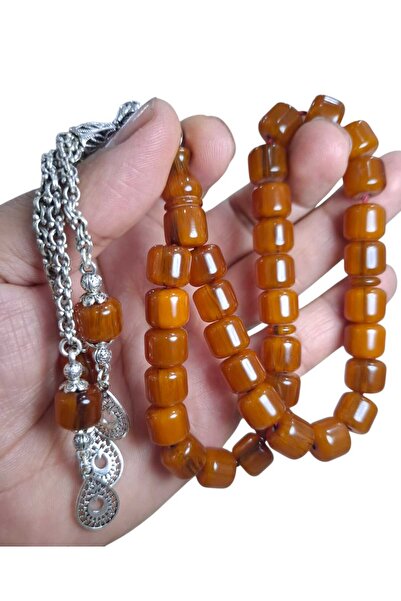 Cekke Tesbih سبحة من العنبر المطلي بالفرن مقاس 10*11 مم أصلية مناسبة للاستخدا...