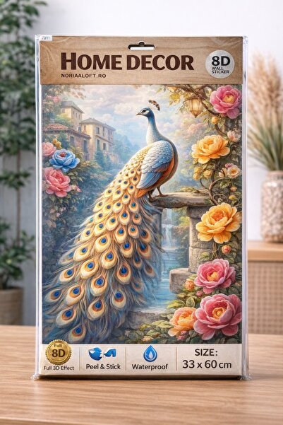 OEM Autocolant Decorativ Perete 8D cu Paun si Flori, Home Decor Elegant - 33 ...