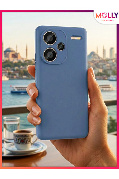 Molly Denim Blue Liquid Inside Velvet Matte Silicone Case for Redmi Note 13 P...