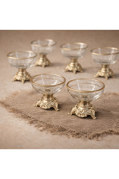 sahane & bazaar 6’lı Gold & Gümüş Renk Metal Ayaklı -Çerezlik- Sunumluk-Kase-...